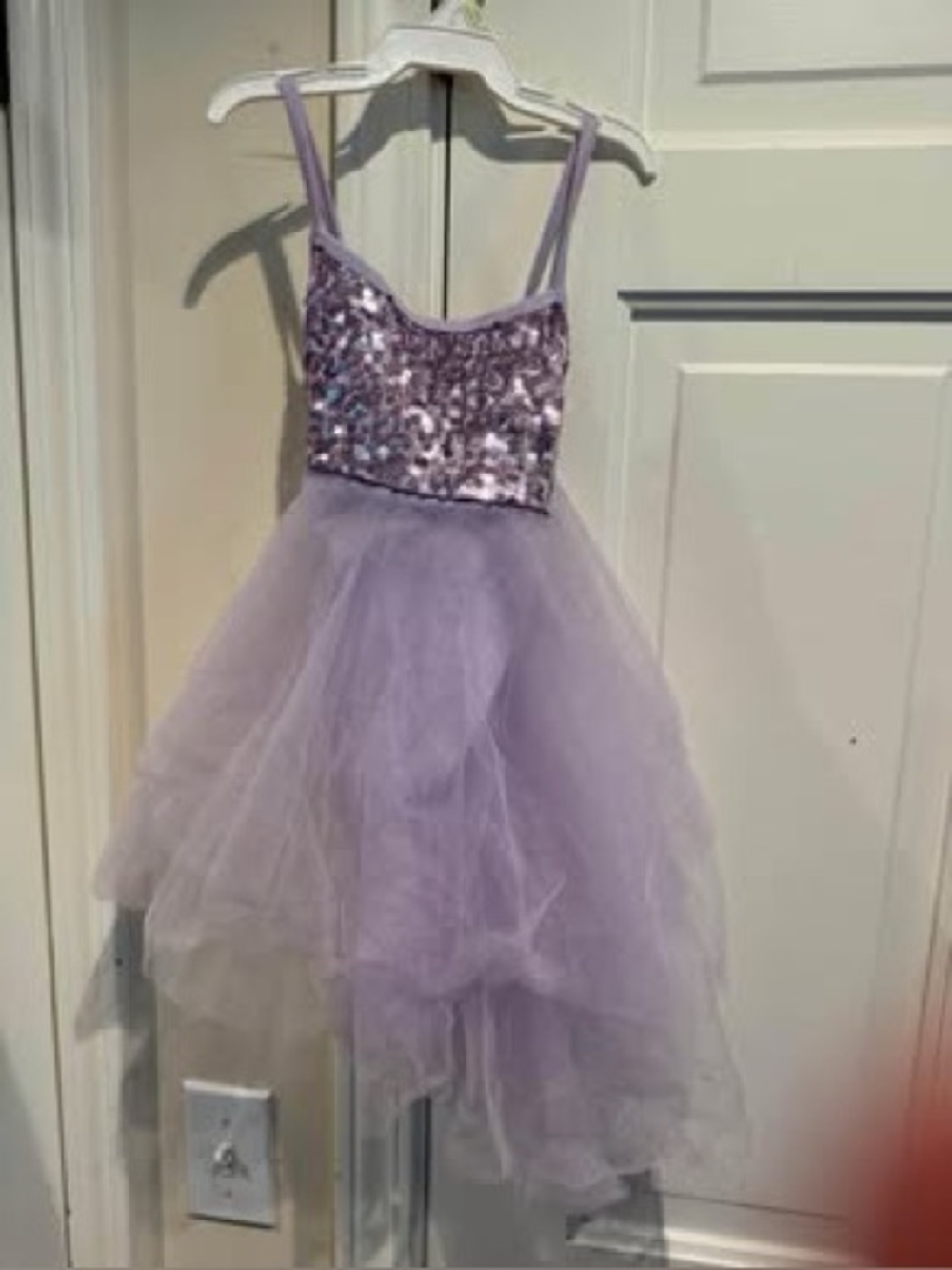 LIFEIL  sz 5/6 Lavender Sequin Tulle Kids Dance Costume Dress